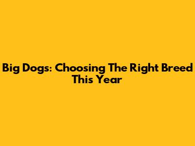 Big Dogs: Choosing The Right Breed This Year