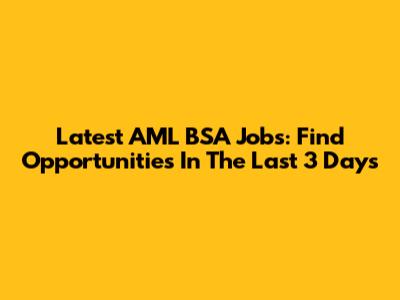 Latest AML BSA Jobs: Find Opportunities In The Last 3 Days