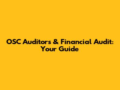 OSC Auditors & Financial Audit: Your Guide