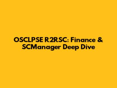 OSCLPSE R2RSC: Finance & SCManager Deep Dive