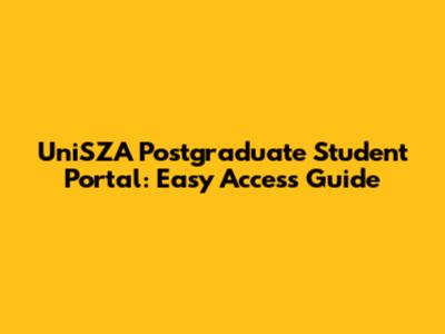 UniSZA Postgraduate Student Portal: Easy Access Guide